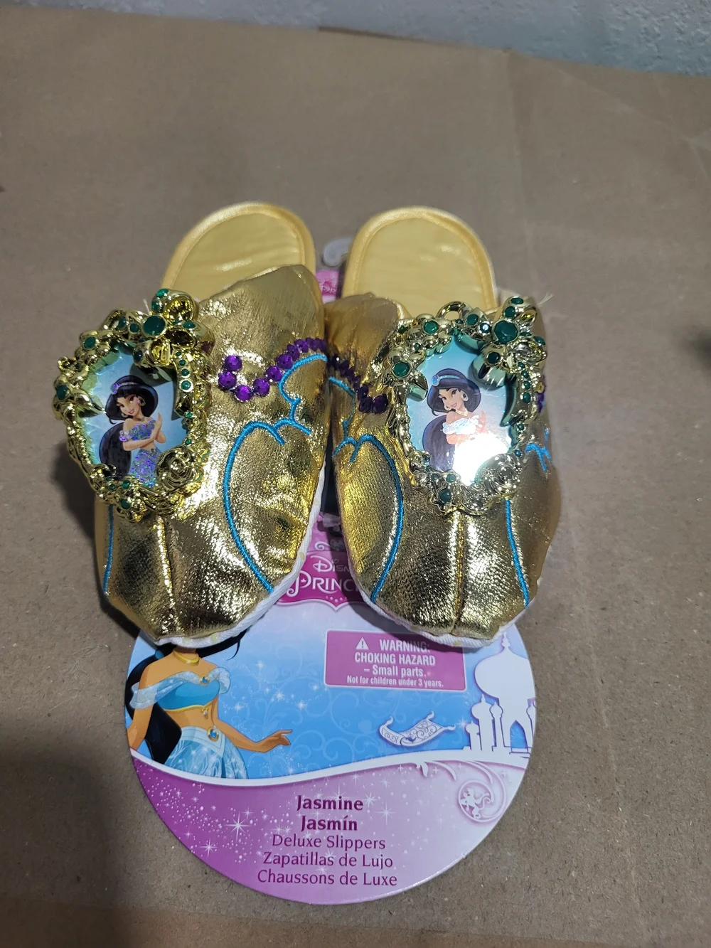 Disney Gold Jasmine Jewel-Embellished Dress-Up Slippers